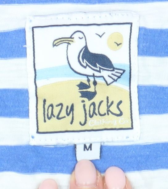 Lazy Jacks Women's Blue Striped Jersey T-Shirt Size M