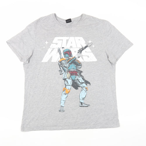 Star Wars Men's Grey Graphic Print T-Shirt Large