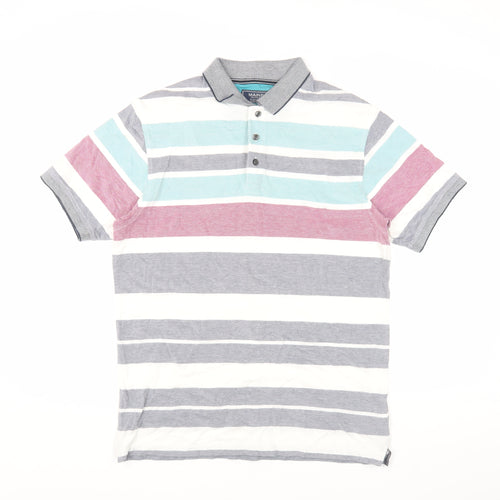 Maine Striped Polo Shirt, Men's Small, Multicoloured Cotton