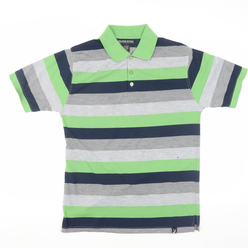 Silver Stone Men's Green Striped Polo Shirt, Size S