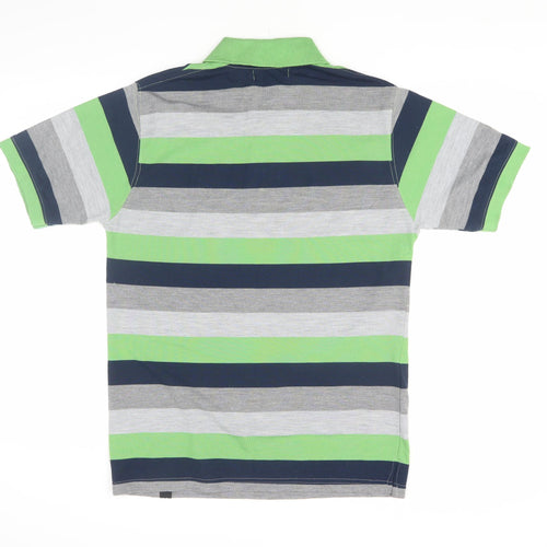 Silver Stone Men's Green Striped Polo Shirt, Size S