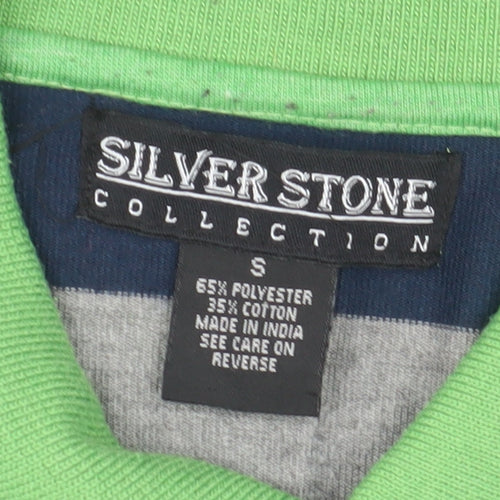 Silver Stone Men's Green Striped Polo Shirt, Size S