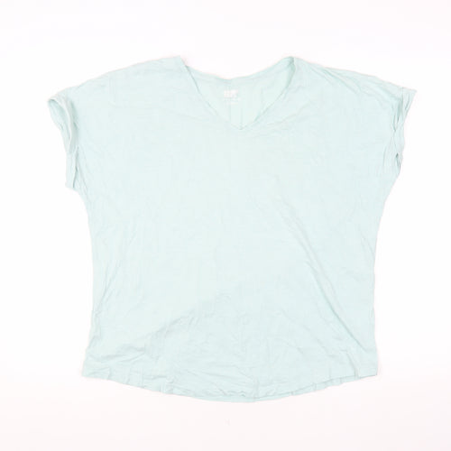Lands' End Women's Blue V-Neck T-Shirt Size L