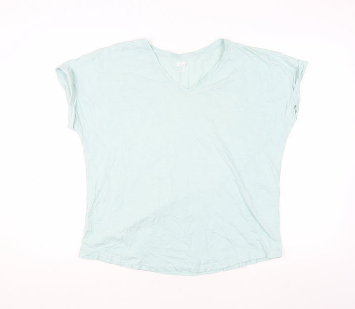 Lands' End Women's Blue V-Neck T-Shirt Size L