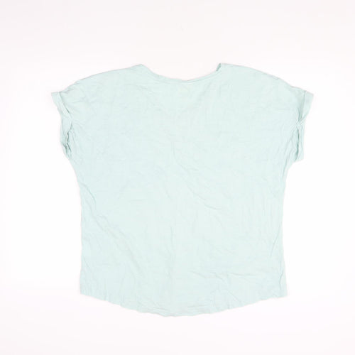 Lands' End Women's Blue V-Neck T-Shirt Size L