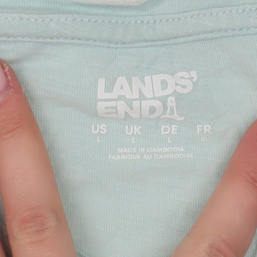 Lands' End Women's Blue V-Neck T-Shirt Size L