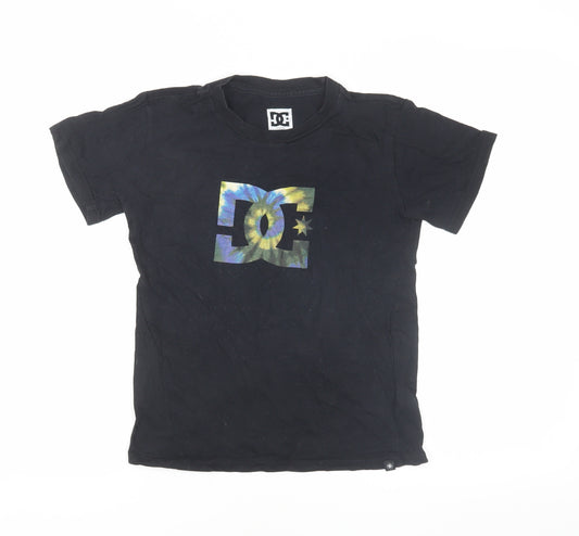 DC Boys Black Logo T-Shirt, Size 10, Casual Crew Neck