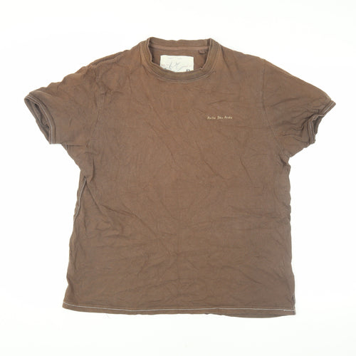 Rocha John Rocha Brown Unisex Cotton T-Shirt M Casual Wear
