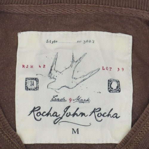 Rocha John Rocha Brown Unisex Cotton T-Shirt M Casual Wear