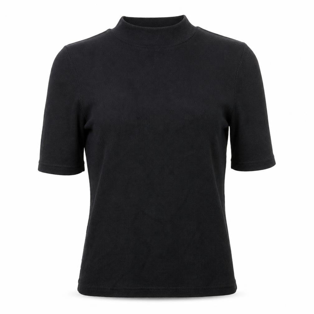Front view of Vero Moda Black Mock Neck Women's T-Shirt, size S
