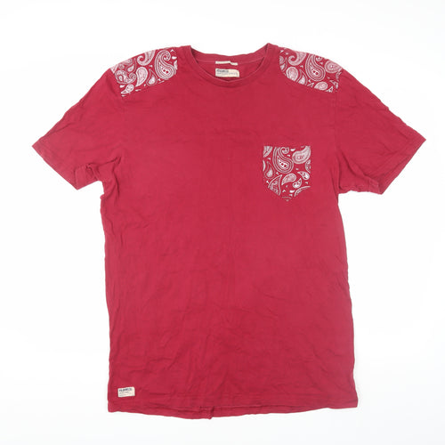 Voi Jeans Red Paisley Men's T-Shirt, 2XL, Crew Neck