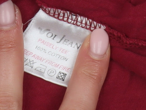 Voi Jeans Red Paisley Men's T-Shirt, 2XL, Crew Neck