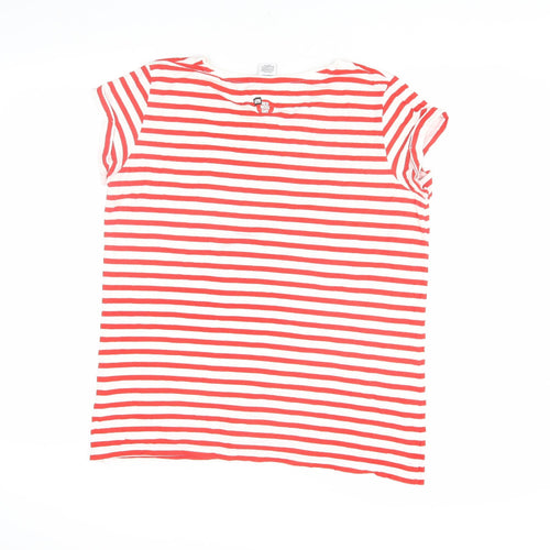 Comic Relief Women's Red Striped Short Sleeve T-Shirt L
