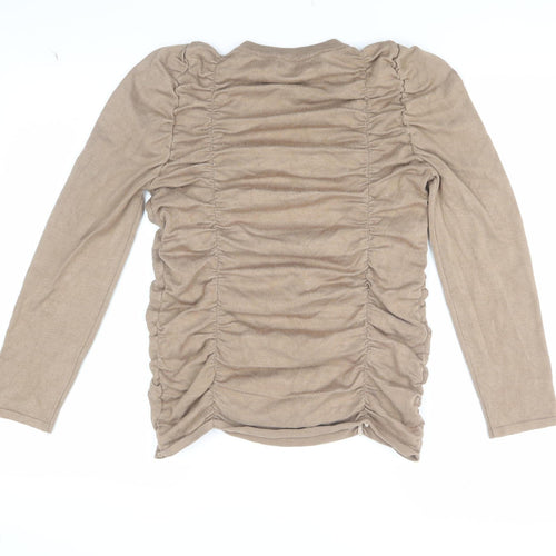 By Clara Beige Women's Blouse S Long Sleeve Casual