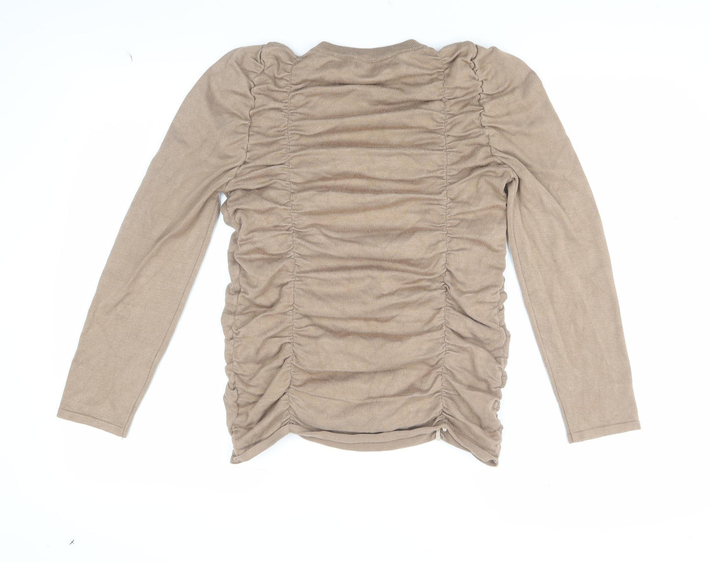 By Clara Beige Women's Blouse S Long Sleeve Casual