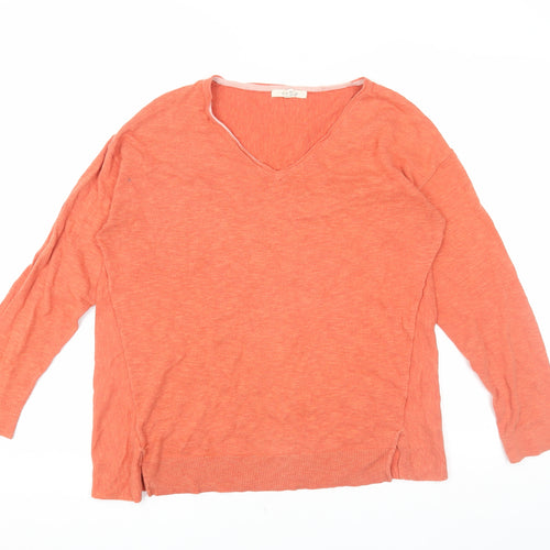 White Stuff Women's Orange V-Neck Pullover, Size 12