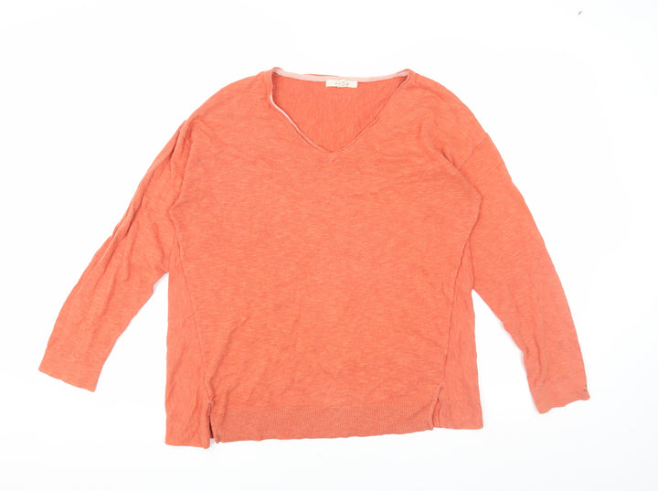 White Stuff Women's Orange V-Neck Pullover, Size 12