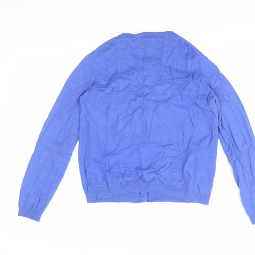 Ken Women's Blue Cardigan - Size L, Wool/Cotton Blend