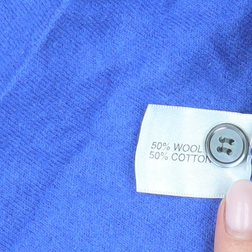 Ken Women's Blue Cardigan - Size L, Wool/Cotton Blend