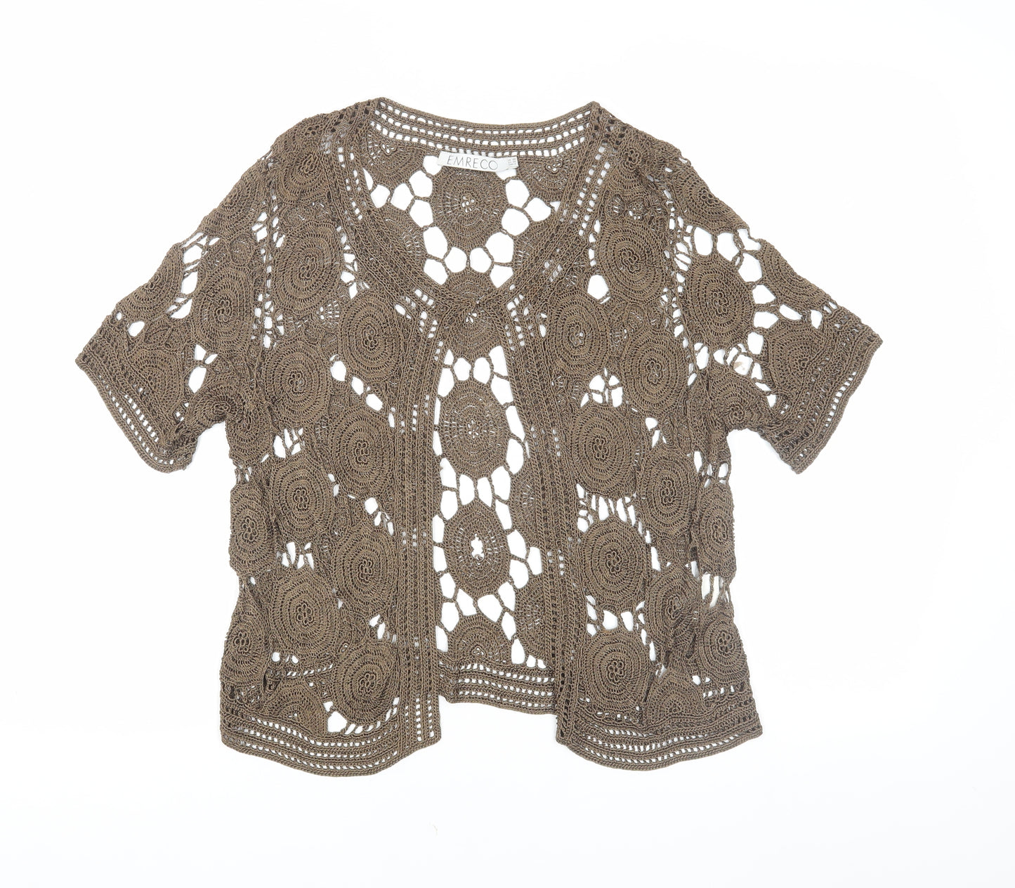 Emreco Women's Brown Crochet Cardigan, Size 20