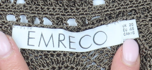 Emreco Women's Brown Crochet Cardigan, Size 20