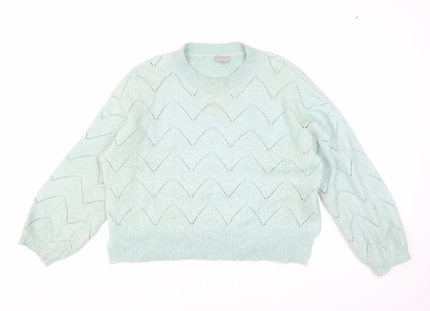 Oliver Bonas Women's Blue Geometric Jumper Size 12