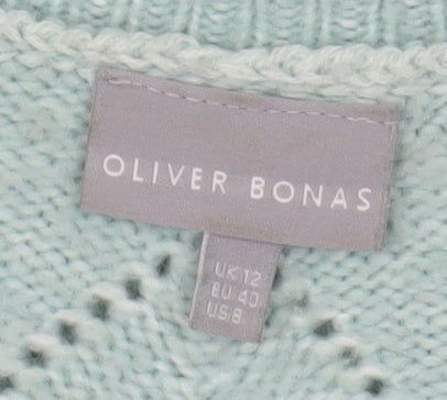 Oliver Bonas Women's Blue Geometric Jumper Size 12