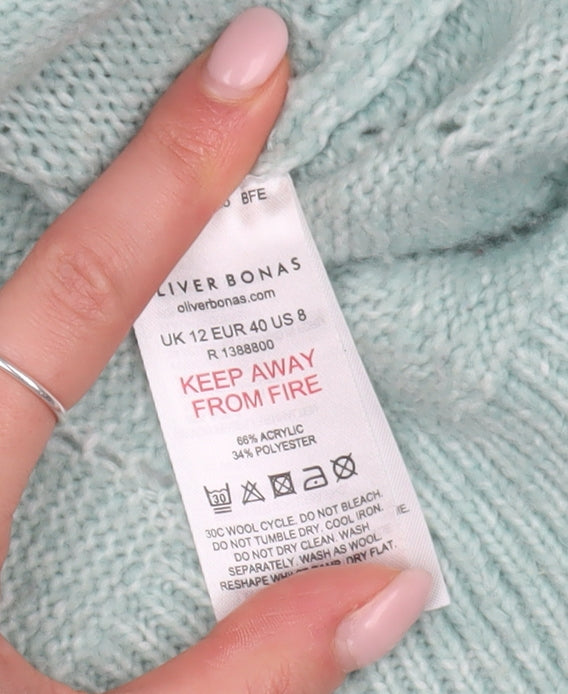 Oliver Bonas Women's Blue Geometric Jumper Size 12