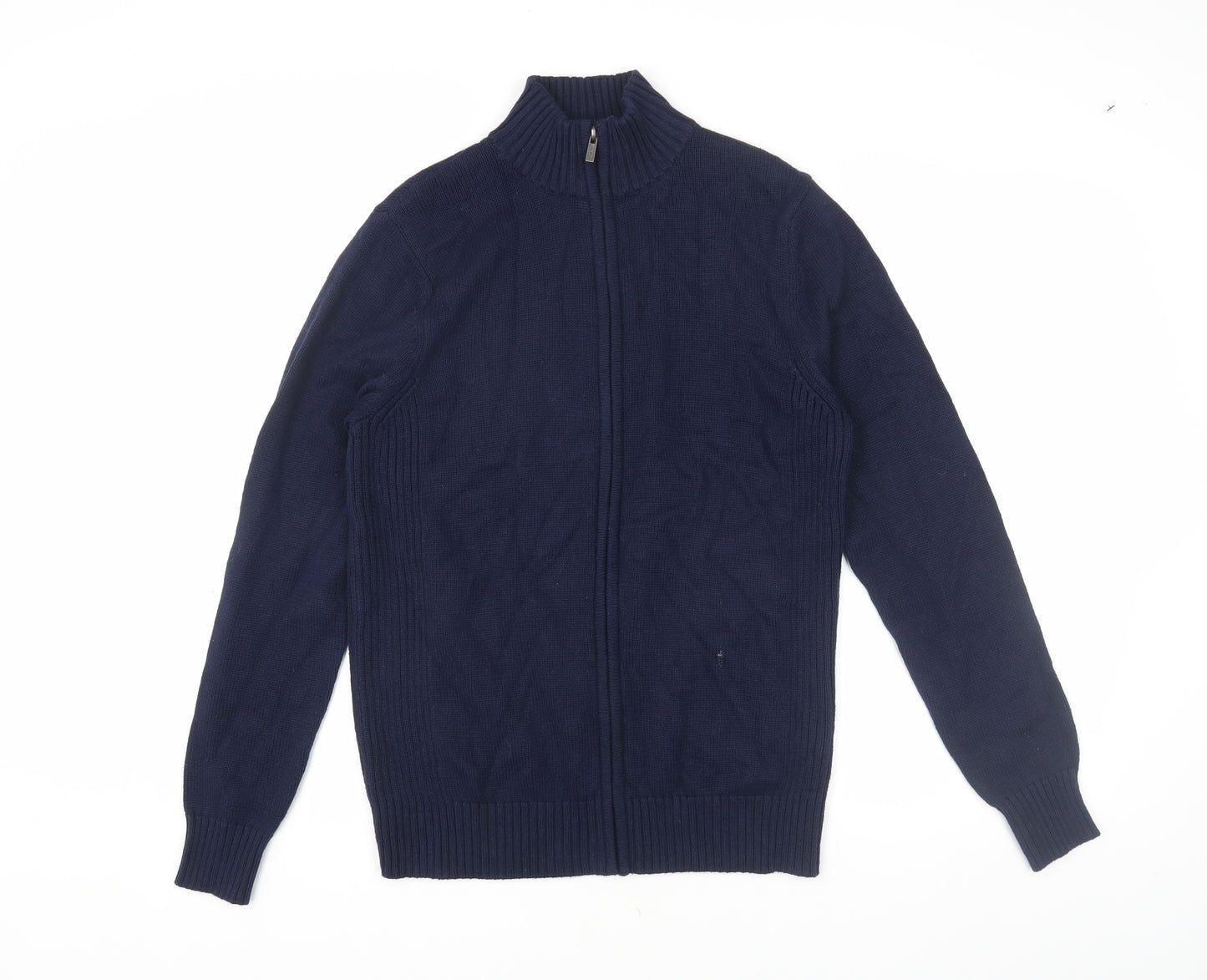 Savile Row Men's Blue Bomber Jacket M Stand-Up Collar