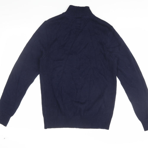 Savile Row Men's Blue Bomber Jacket M Stand-Up Collar