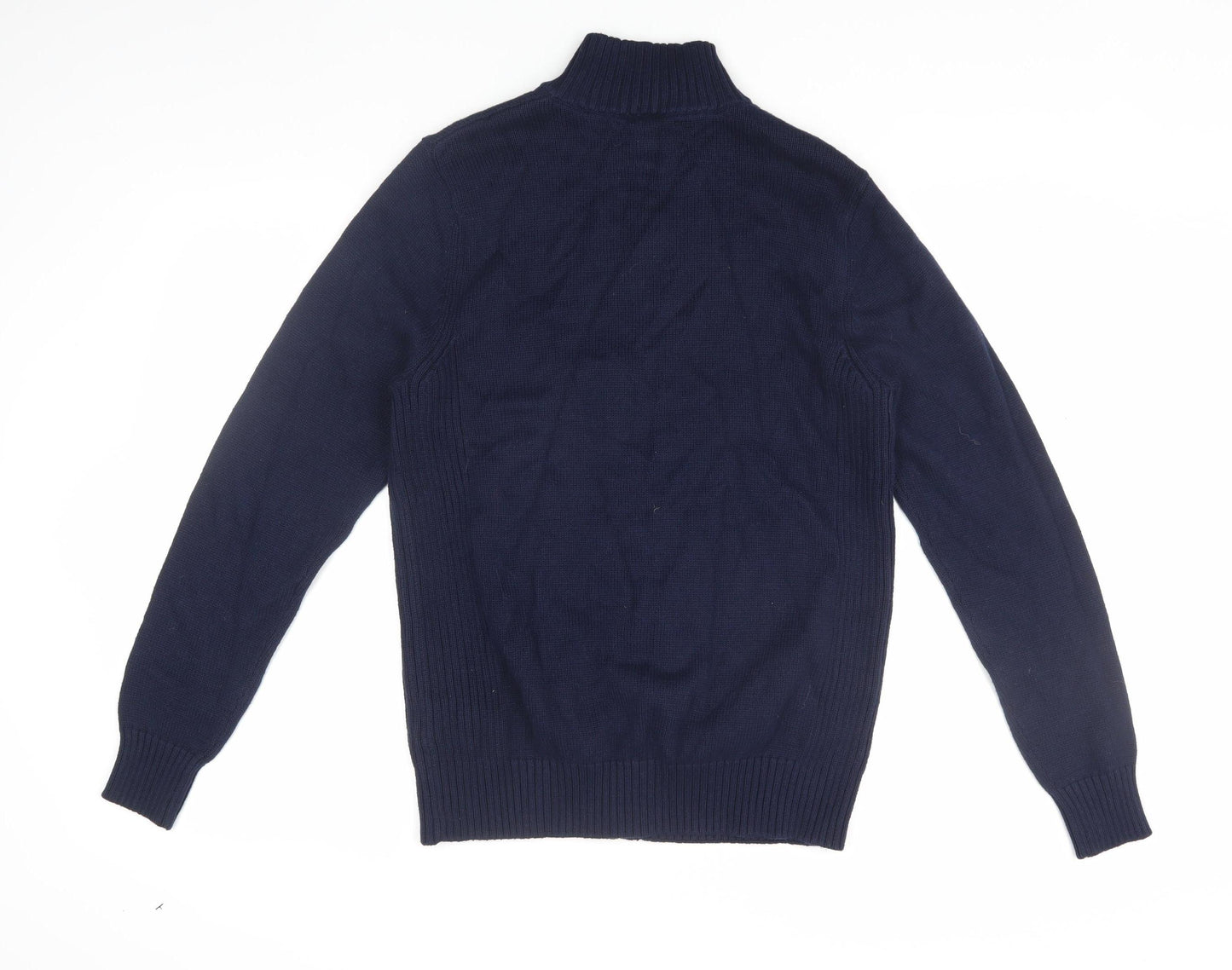 Savile Row Men's Blue Bomber Jacket M Stand-Up Collar