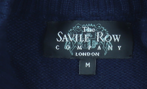 Savile Row Men's Blue Bomber Jacket M Stand-Up Collar