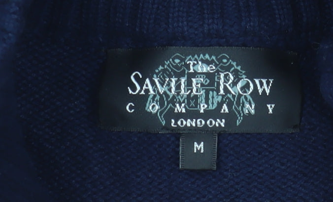 Savile Row Men's Blue Bomber Jacket M Stand-Up Collar
