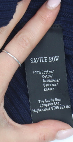 Savile Row Men's Blue Bomber Jacket M Stand-Up Collar