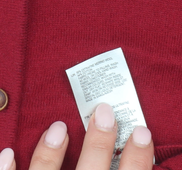 White Stuff Women's Red Cardigan, Size 6, Cotton Blend