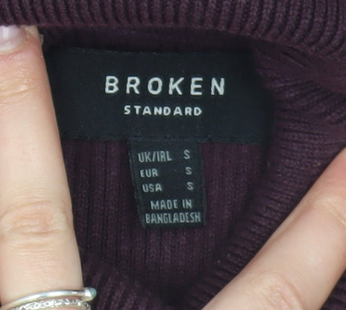 Broken Standard Unisex Purple Roll Neck Jersey T-Shirt S