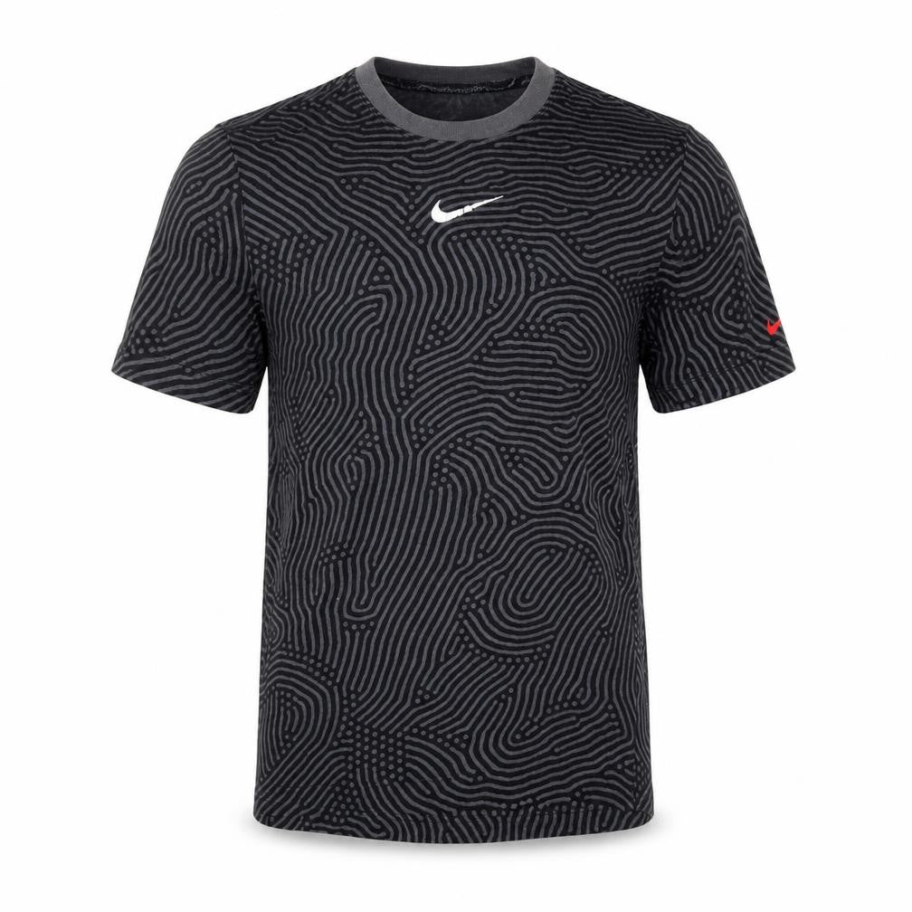 Front view of Nike Men Black S Graphic Print T-Shirt