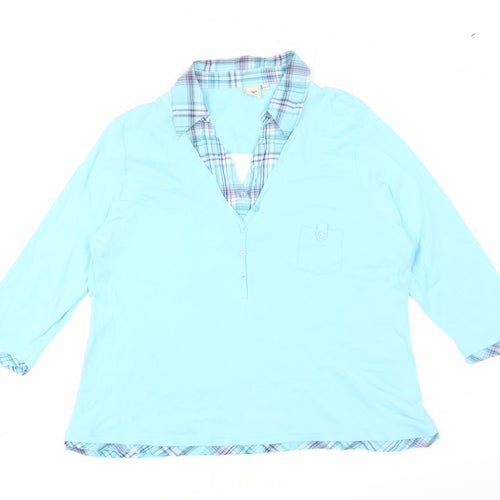 Cotton Traders Women's Blue Button-Up Shirt, Size 16