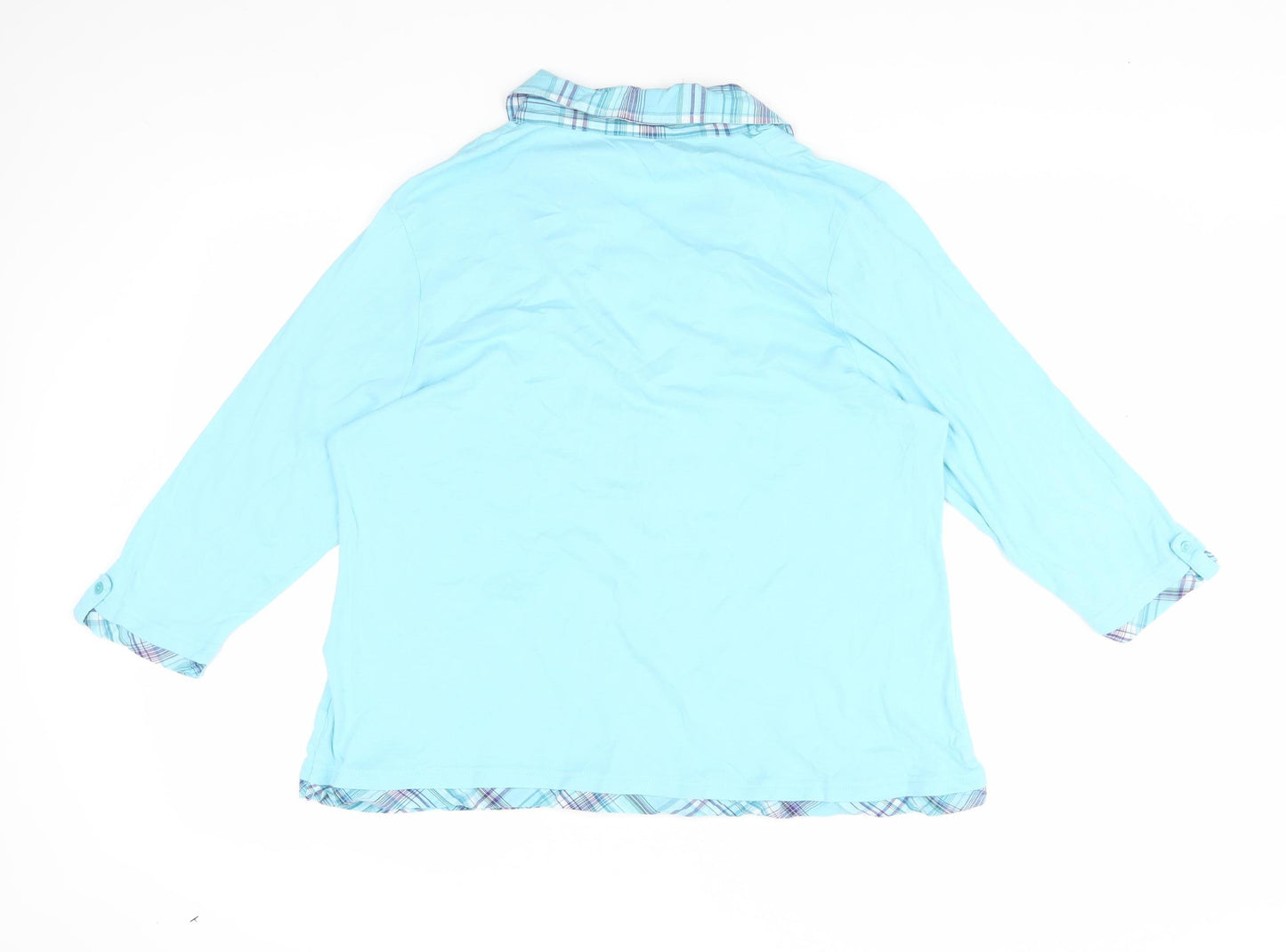 Cotton Traders Women's Blue Button-Up Shirt, Size 16