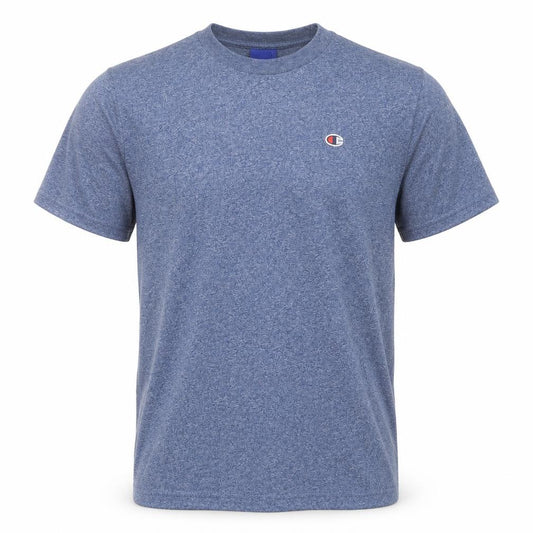 Front view of Champion Men's Blue Medium Crew Neck T-Shirt