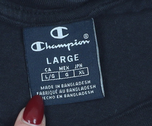Champion Men's Black Graphic Print T-Shirt Large