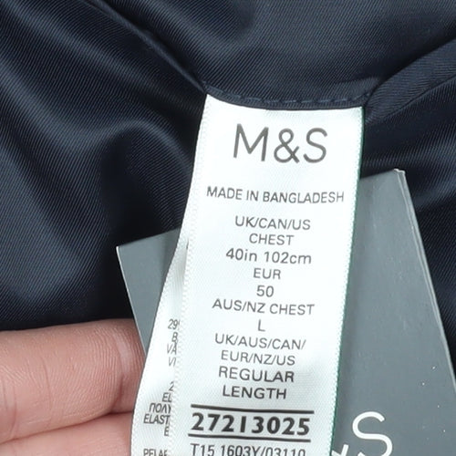 Marks and Spencer Men's Blue Suit Jacket, Size 40R, Formal