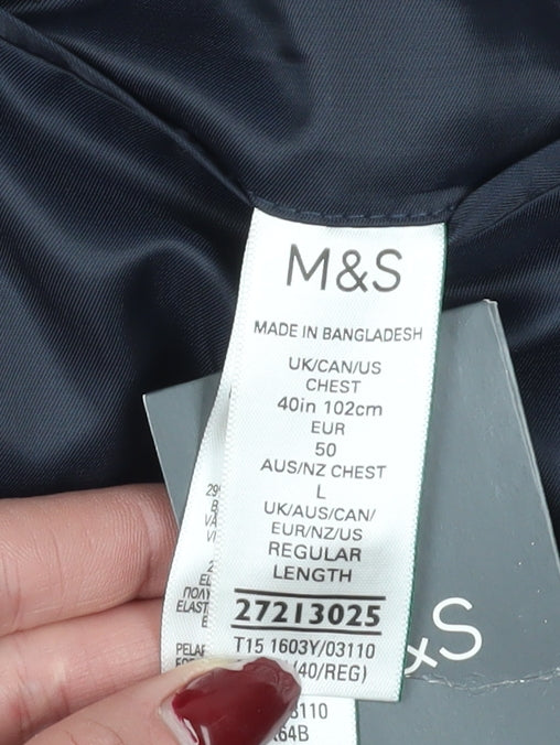 Marks and Spencer Men's Blue Suit Jacket, Size 40R, Formal