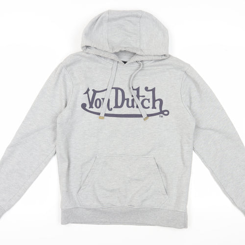 Von Dutch Men's Grey Graphic Hoodie M Regular Fit