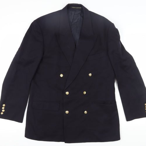 Marks and Spencer Men's Blue Wool Blazer, Size 40R, Formal