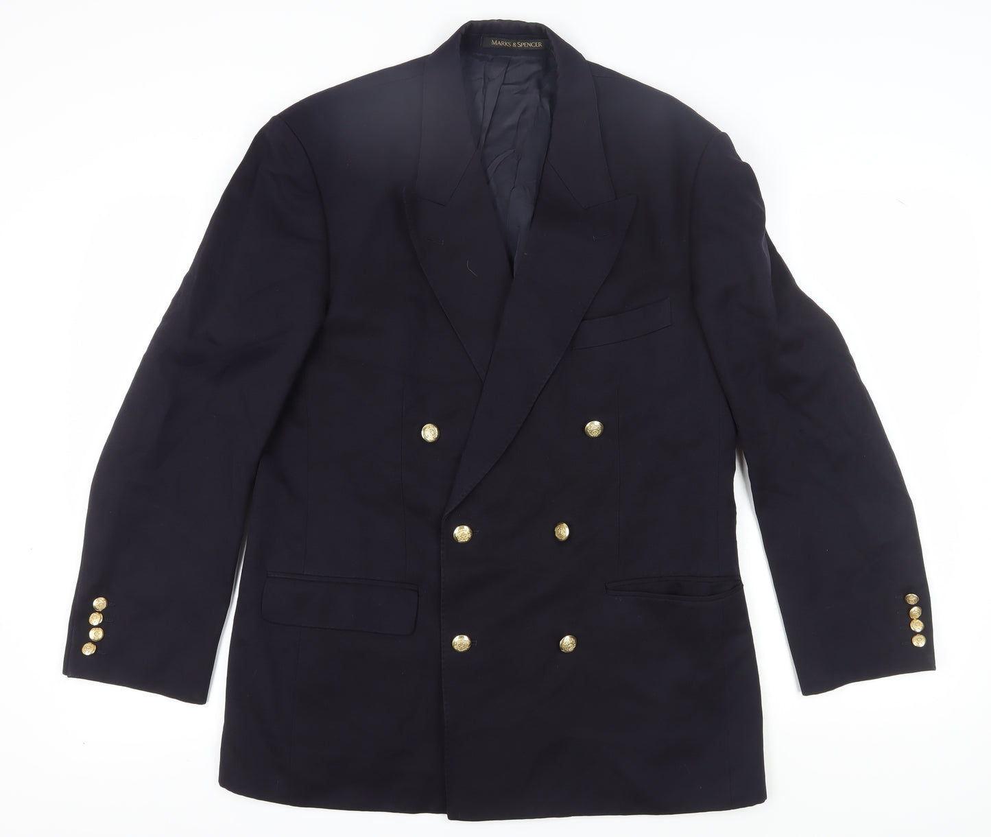 Marks and Spencer Men's Blue Wool Blazer, Size 40R, Formal