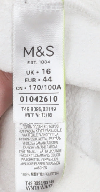 Marks and Spencer Women's White Fleece Jacket, Size 16, Winter