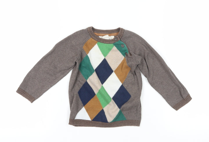 Label of Graded Goods Unisex Brown Argyle Pullover 12-18M