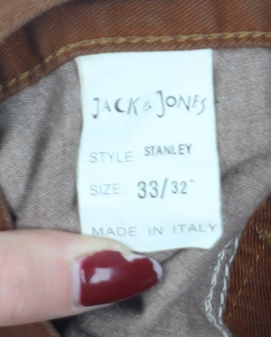Jack & Jones Men's Brown Straight Jeans 33 Regular Fit