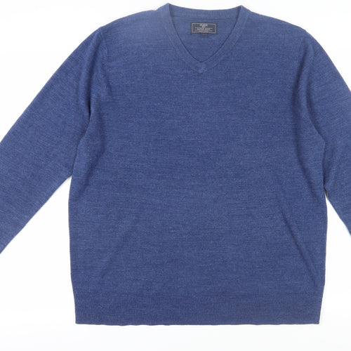 Atlantic Bay Men's Blue V-Neck Pullover Jumper L